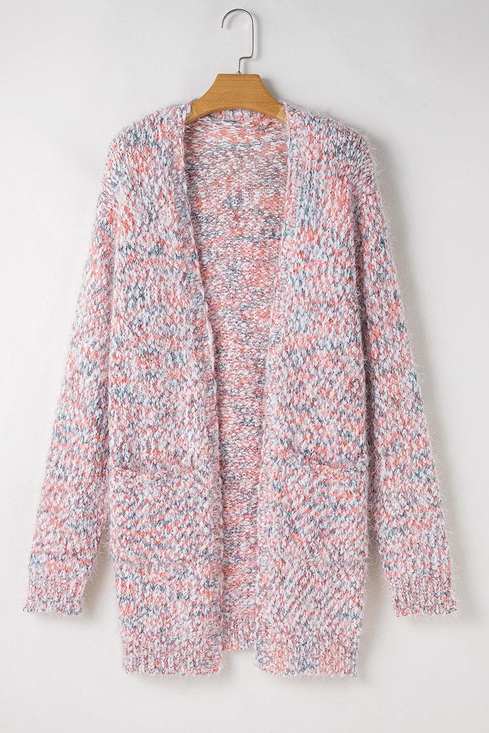 Pocketed Open Front Long Sleeve Cardigan Carauana Store
