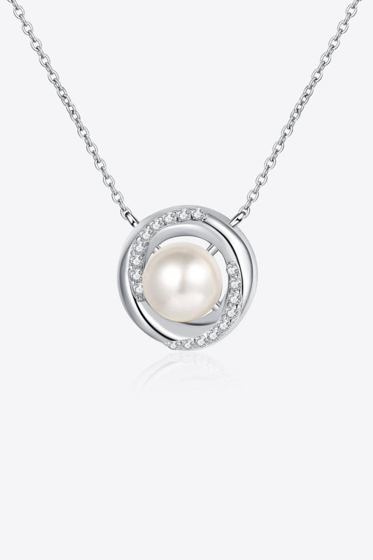 Moissanite Pearl Rhodium-Plated Necklace Carauana Store