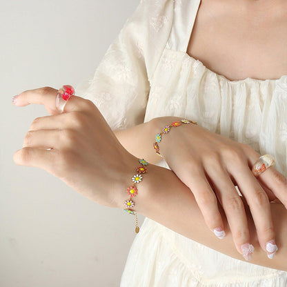 Titanium Steel Oil Drip Flower Bracelet Carauana Store