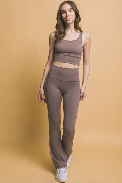 Love Tree High Waist Flare Active Leggings with Side Pockets Carauana Store