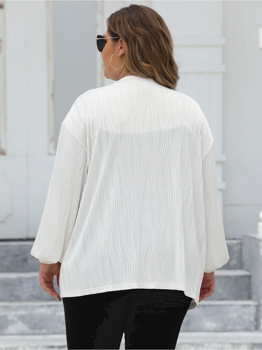 Plus Size Open Front Long Sleeve Cardigan Carauana Store