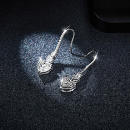 5.44 Carat 925 Sterling Silver Moissanite Heart Drop Earrings Carauana Store