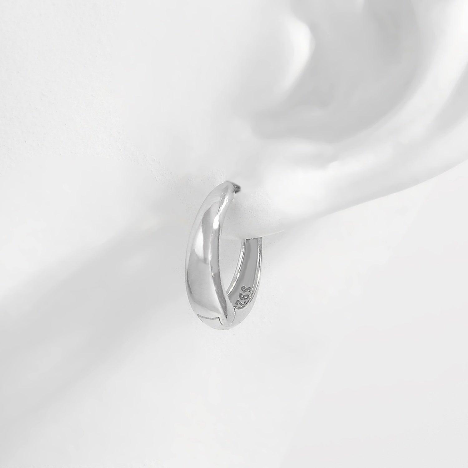 925 Sterling Silver Inlaid Zircon Huggie Earrings Carauana Store