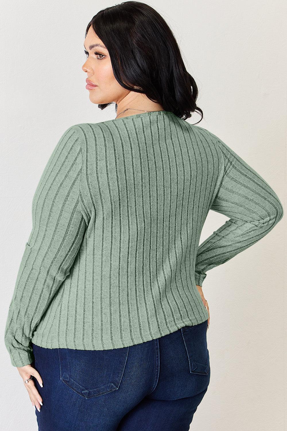 Basic Bae Full Size Ribbed Long Sleeve T-Shirt Carauana Store
