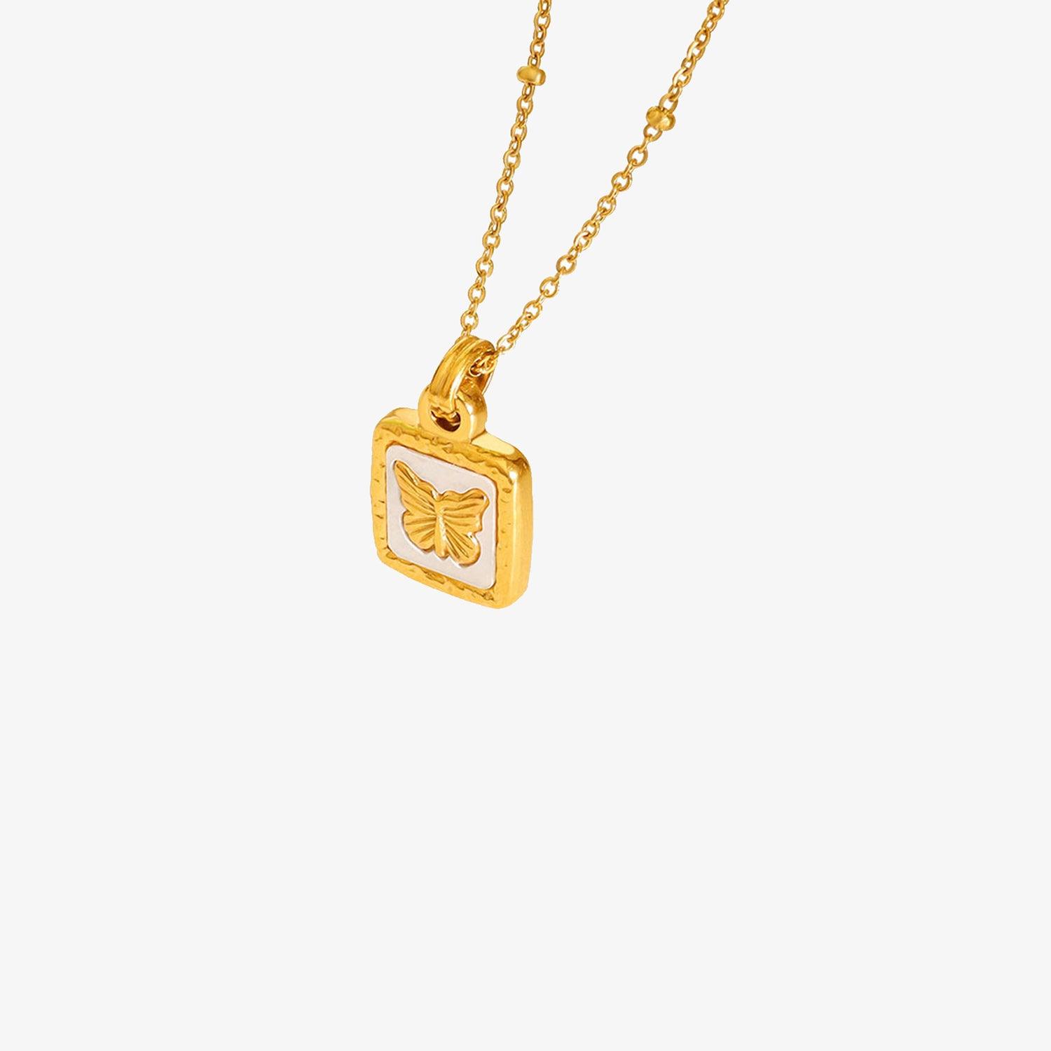 Butterfly Square Titanium Steel Pendant Necklace Carauana Store