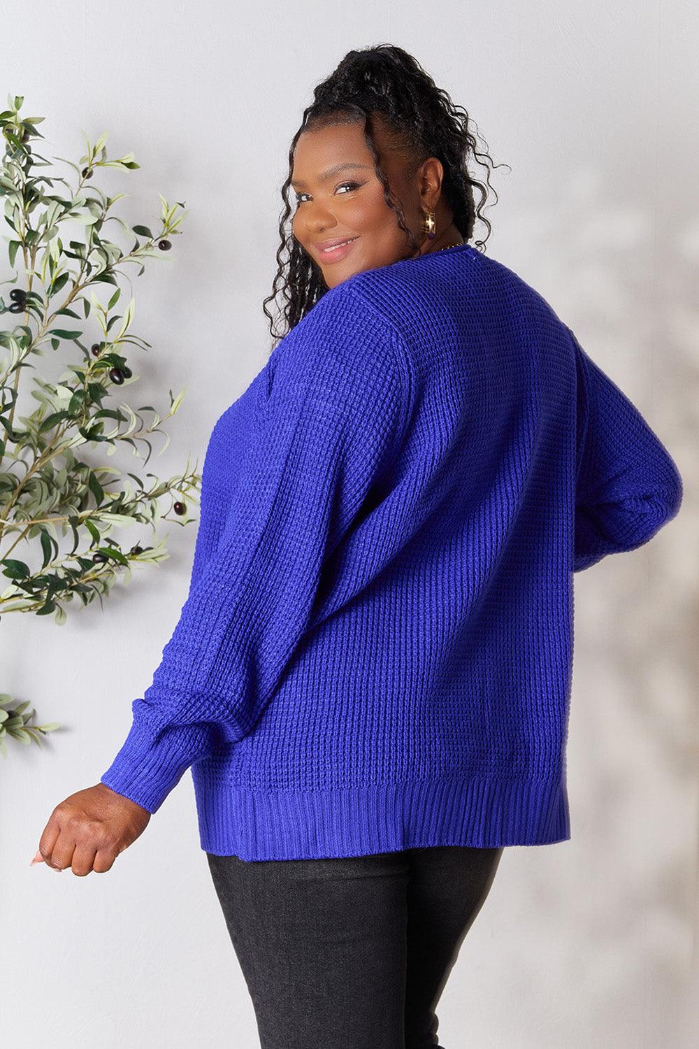Zenana Full Size Waffle-Knit Open Front Cardigan Carauana Store