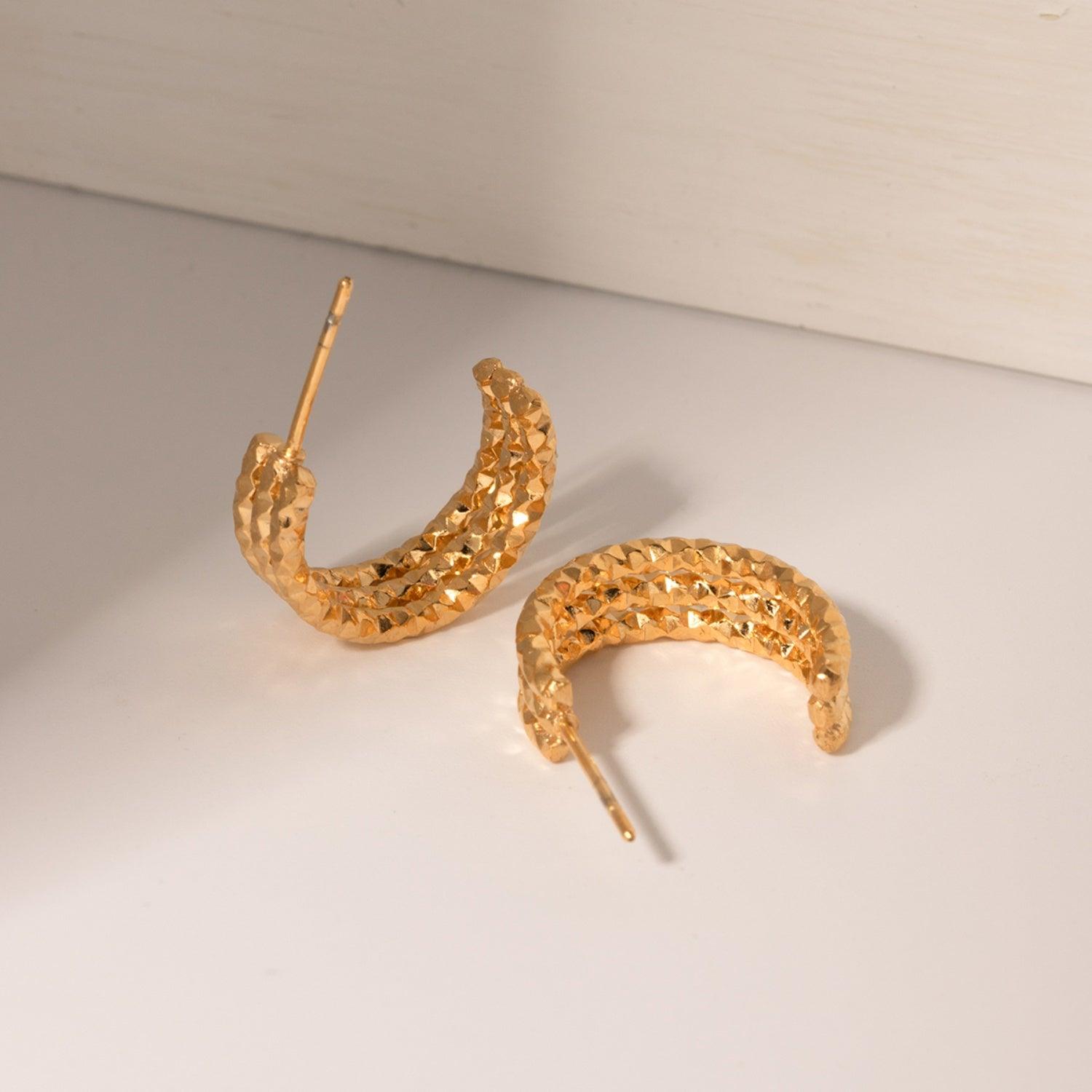 18K Gold-Plated Stainless Steel C-Hoop Earrings Carauana Store