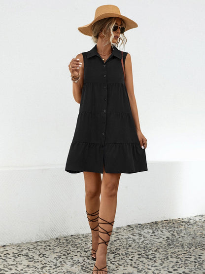 Button Up Sleeveless Mini Dress Carauana Store