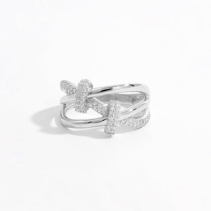 Inlaid Zircon 925 Sterling Silver Crisscross Ring Carauana Store