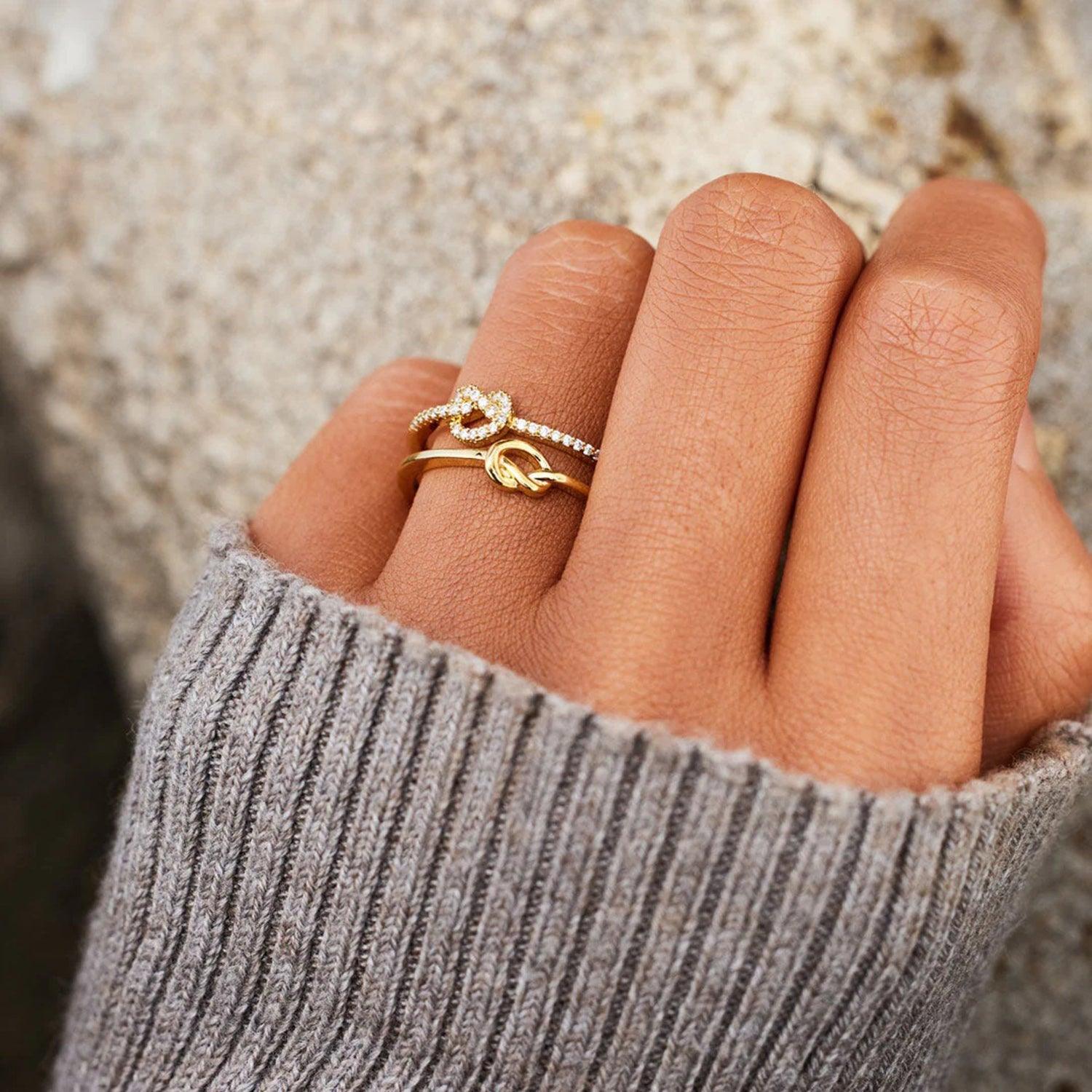 925 Sterling Silver Double-Layered Knot Ring Carauana Store