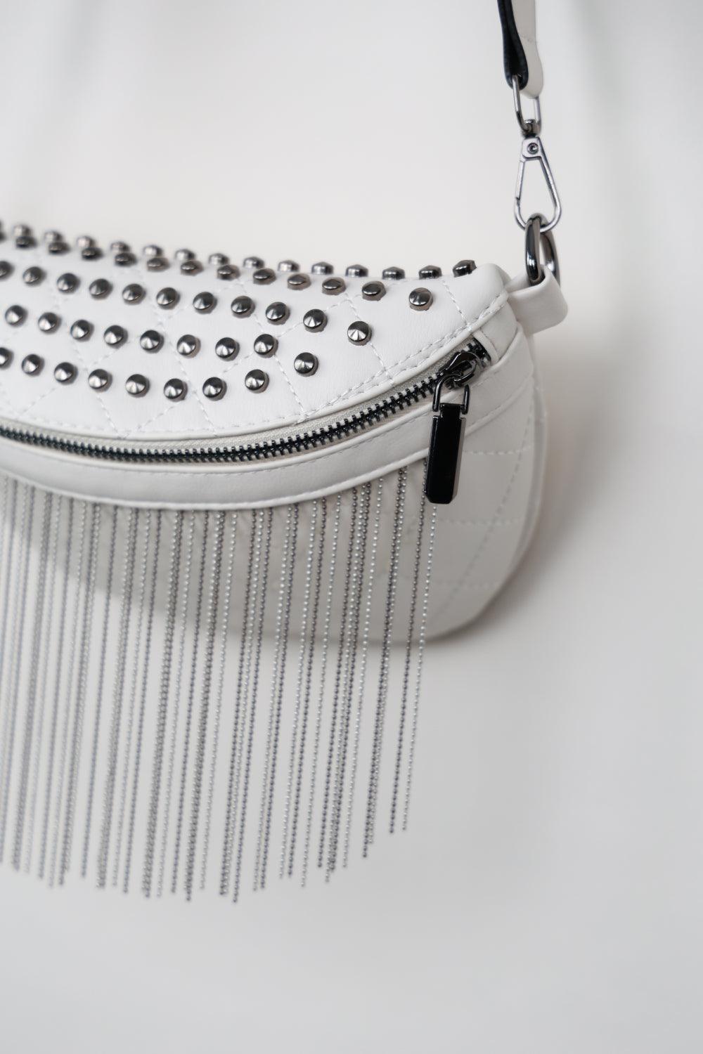 Adored PU Leather Studded Sling Bag with Fringes Carauana Store
