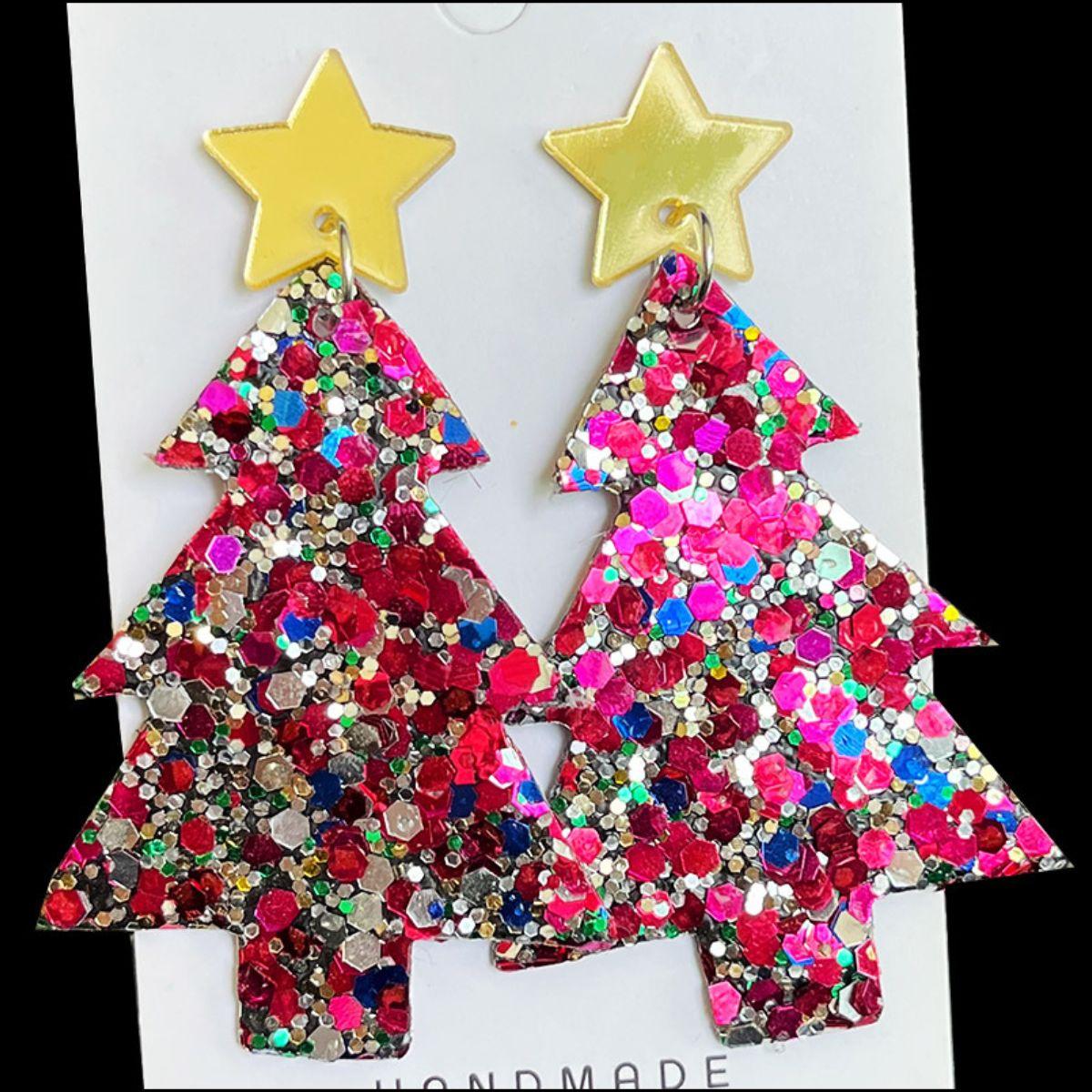 Christmas Tree Acrylic Dangle Earrings Carauana Store