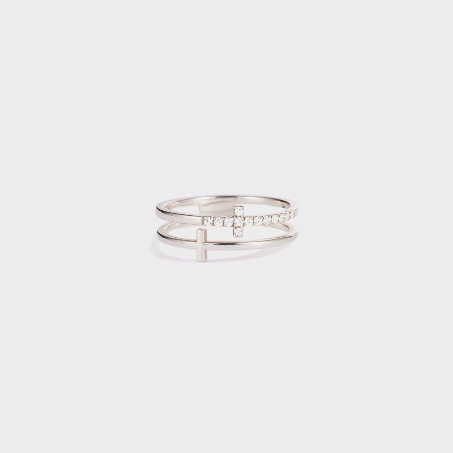 925 Sterling Silver Double Cross Ring Carauana Store