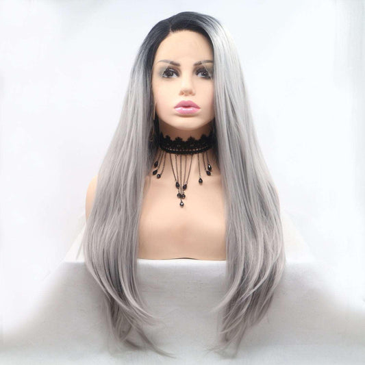 13*3" Lace Front Wigs Synthetic Long Straight 24" 130% Density Carauana Store