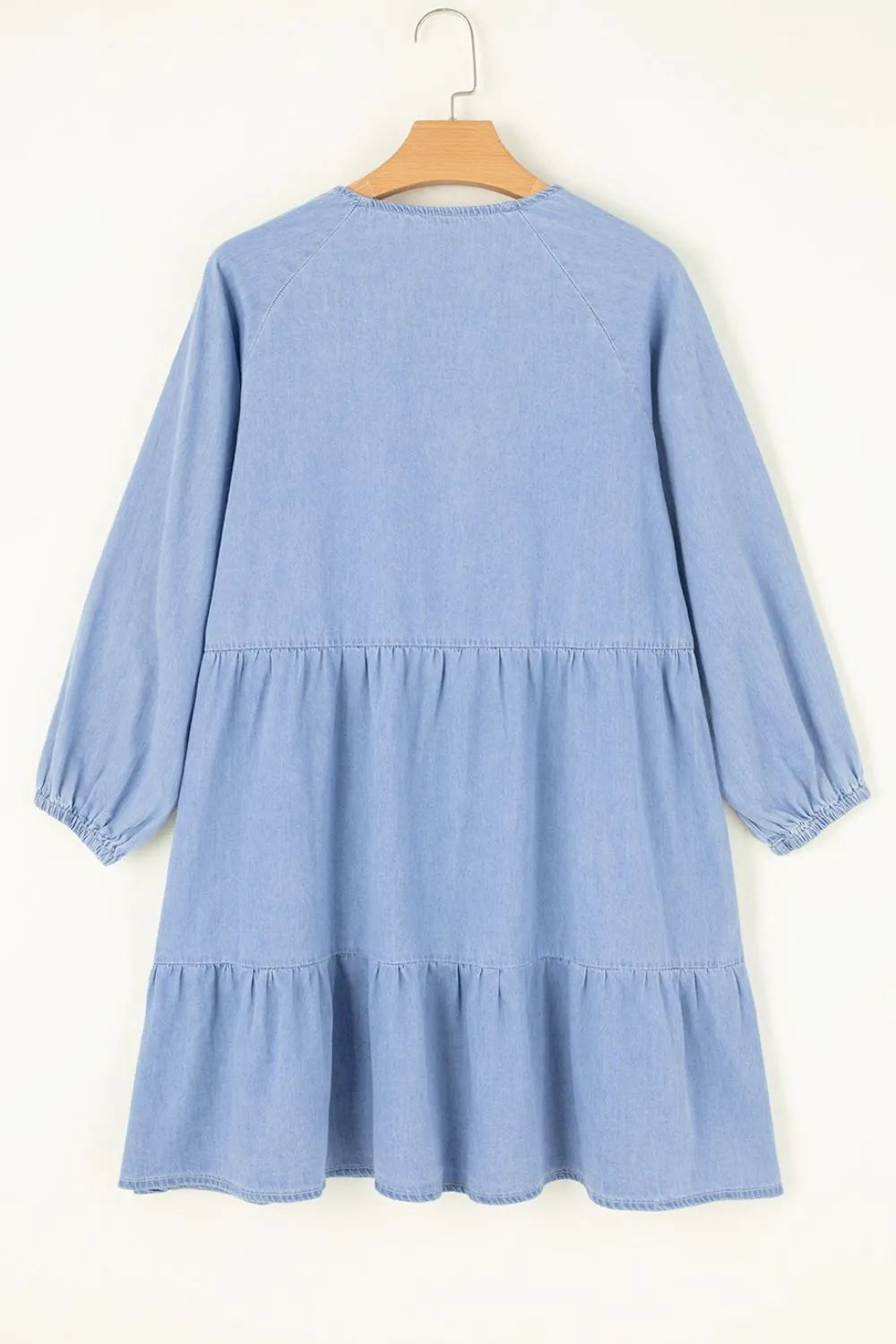V-Neck Tiered Ruffled Hem Mini Dress Carauana Store