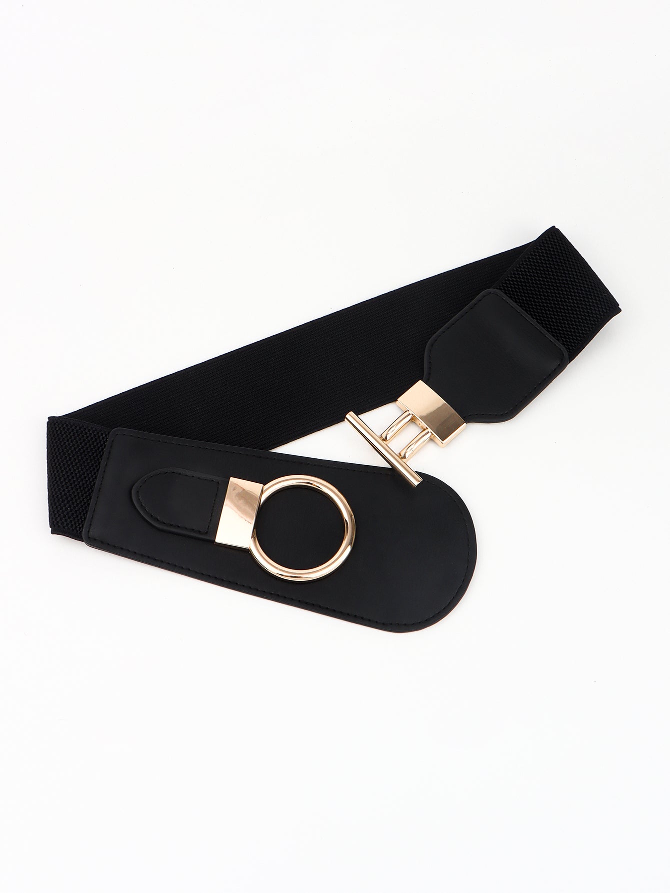 PU Elastic Wide Belt with Alloy Buckle Carauana Store