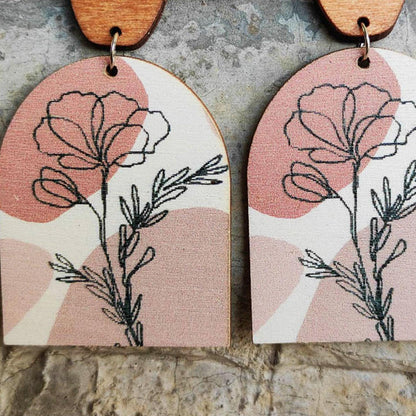 Geometrical Shape Wooden Drop Earrings Carauana Store