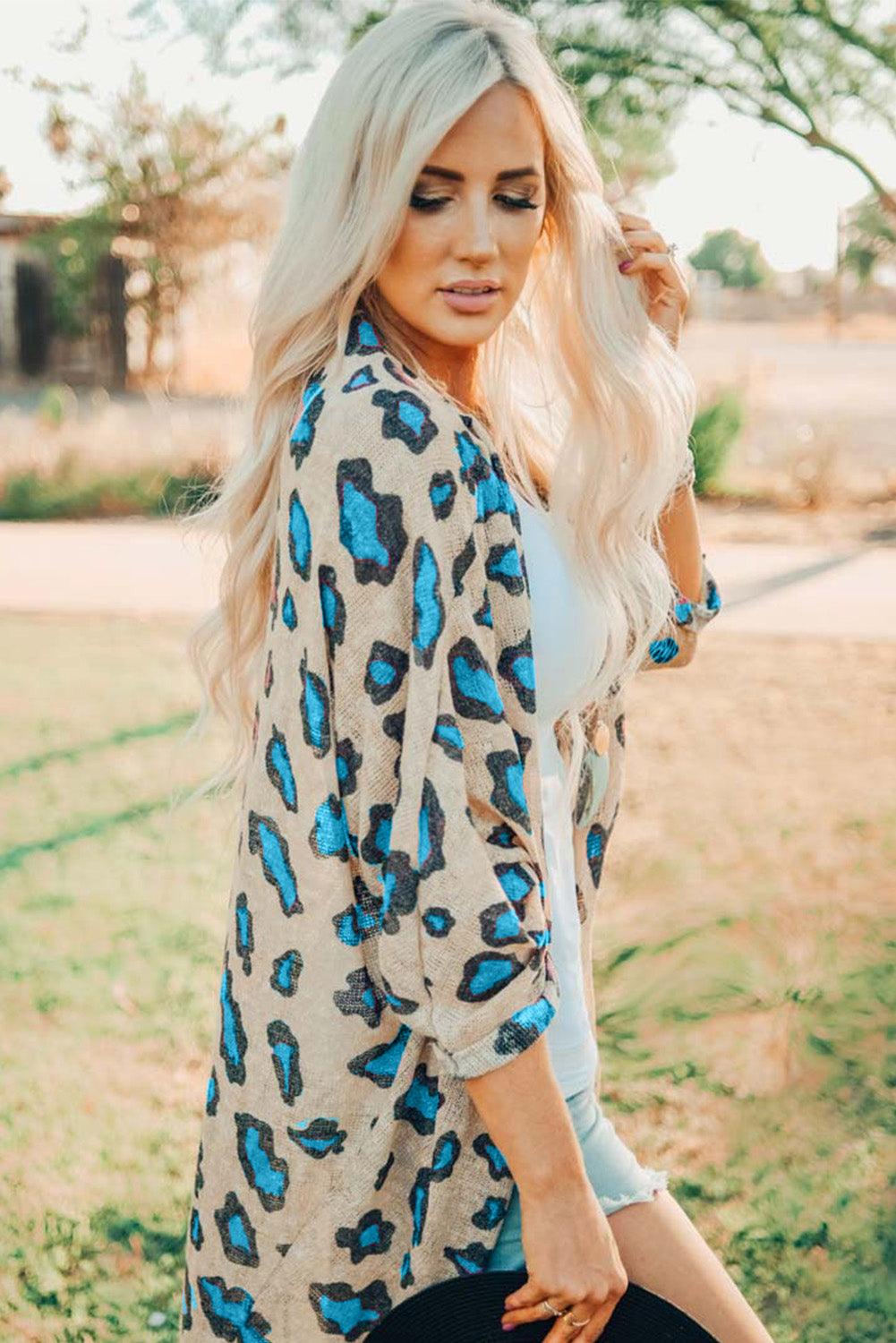 Printed Open Front Half Sleeve Cardigan Carauana Store