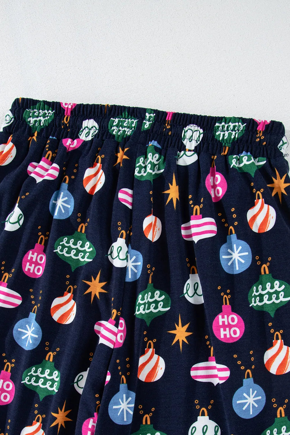 Christmas Lights Print Collared Neck Top and Pants Set Carauana Store