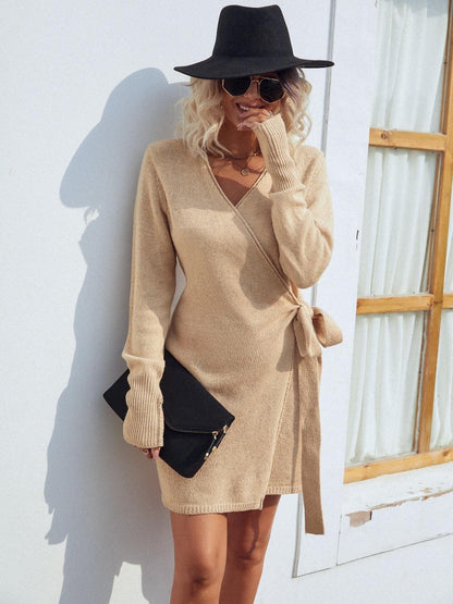 Tied Open Front Long Sleeve Cardigan Carauana Store