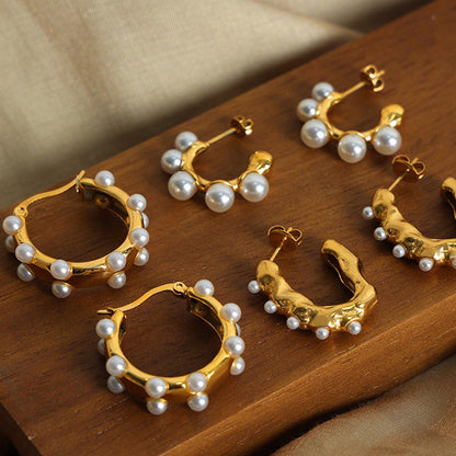 Synthetic Pearl 18K Gold-Plated Earrings Carauana Store