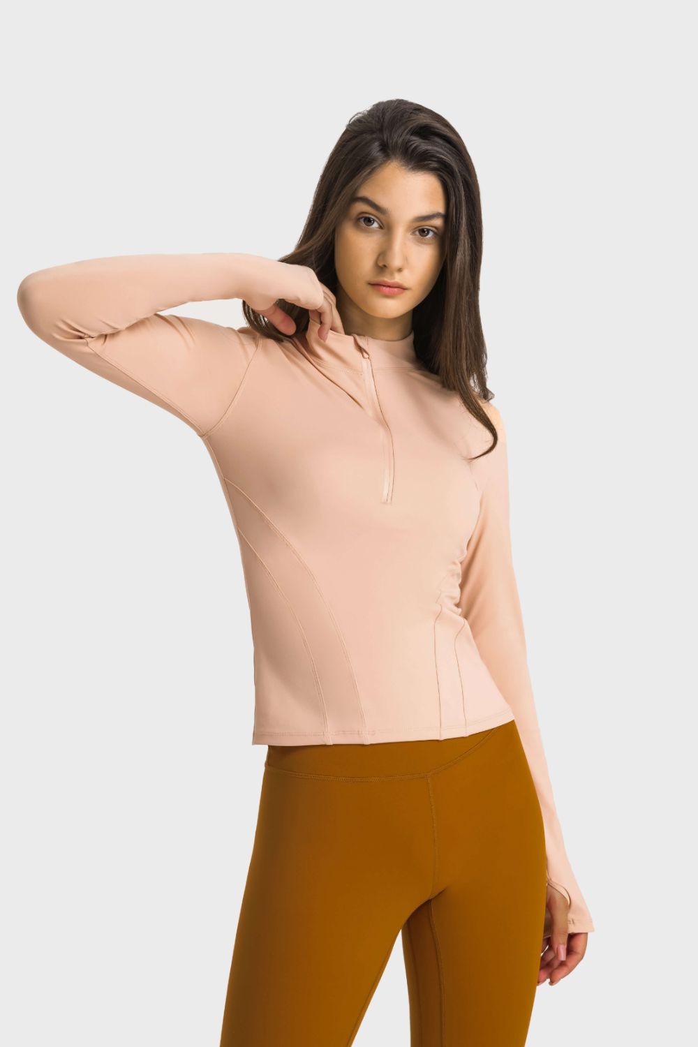 Millennia Half Zip Thumbhole Sleeve Sports Top Carauana Store