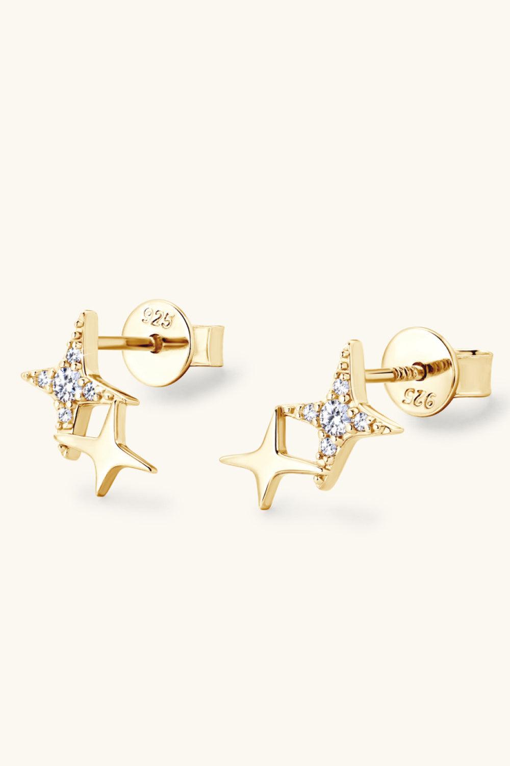 Moissanite 925 Sterling Silver Star Shape Earrings Carauana Store
