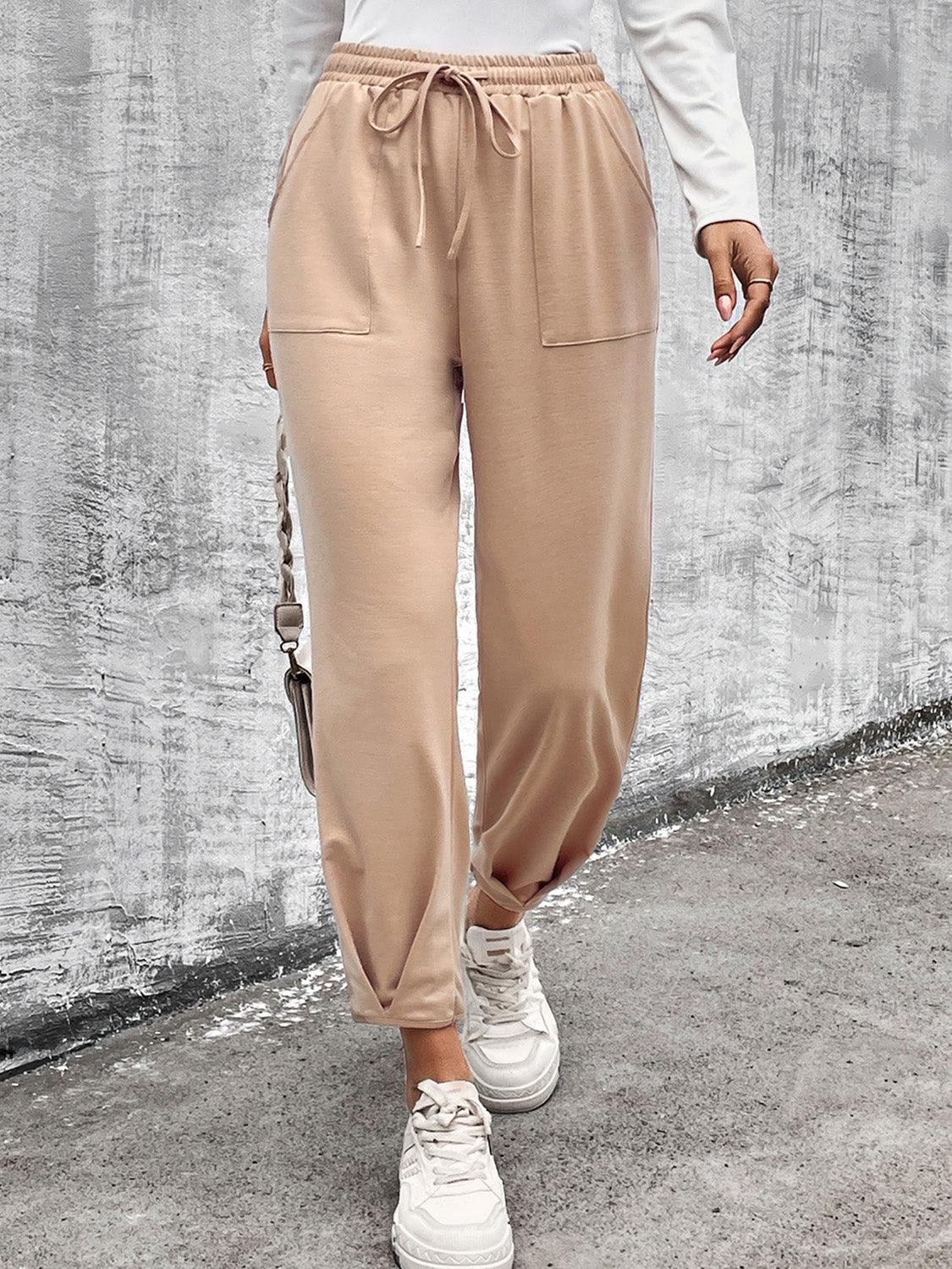 Drawstring Straight Pants with Pockets Carauana Store