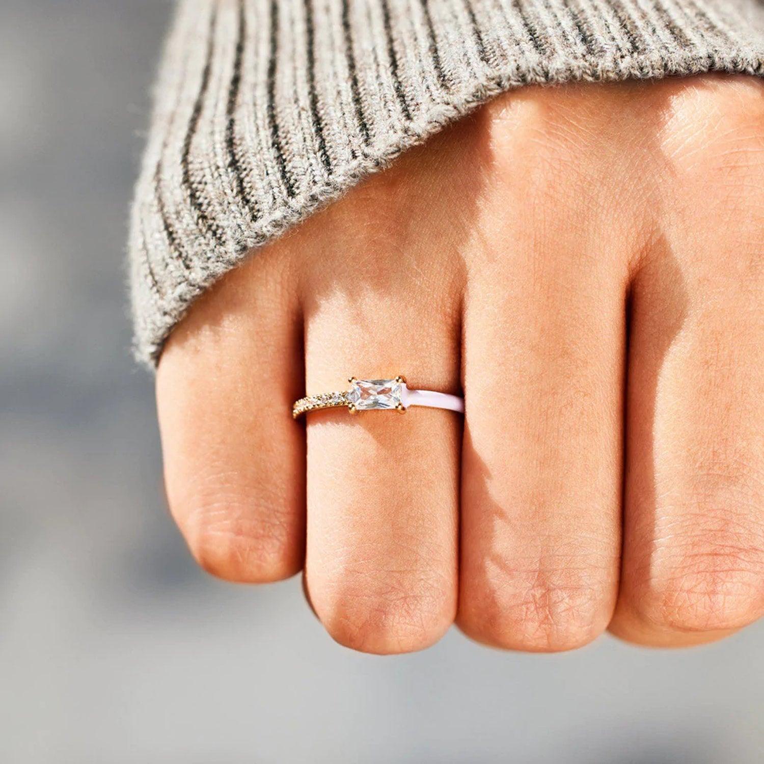 Heart Shape Inlaid Zircon Enamel Ring Carauana Store