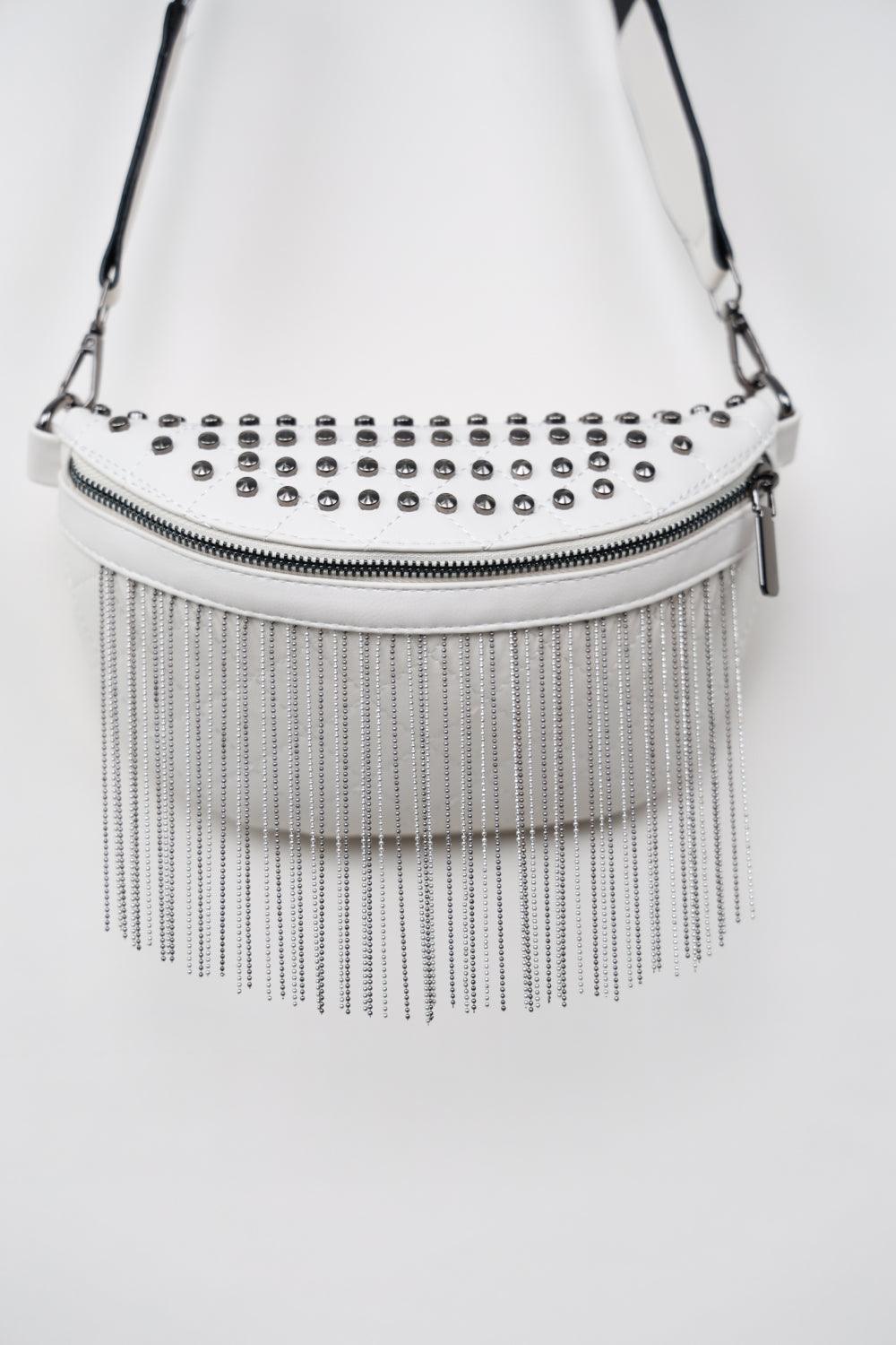 Adored PU Leather Studded Sling Bag with Fringes Carauana Store