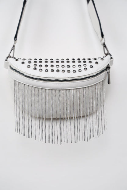 Adored PU Leather Studded Sling Bag with Fringes Carauana Store