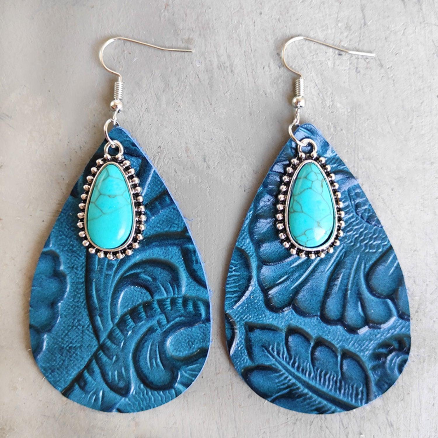 Artificial Turquoise Teardrop Earrings Carauana Store