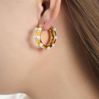 Synthetic Pearl 18K Gold-Plated Earrings Carauana Store