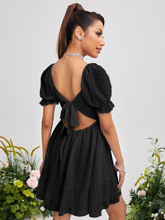 Swiss Dot Square Neck Mini Dress Carauana Store