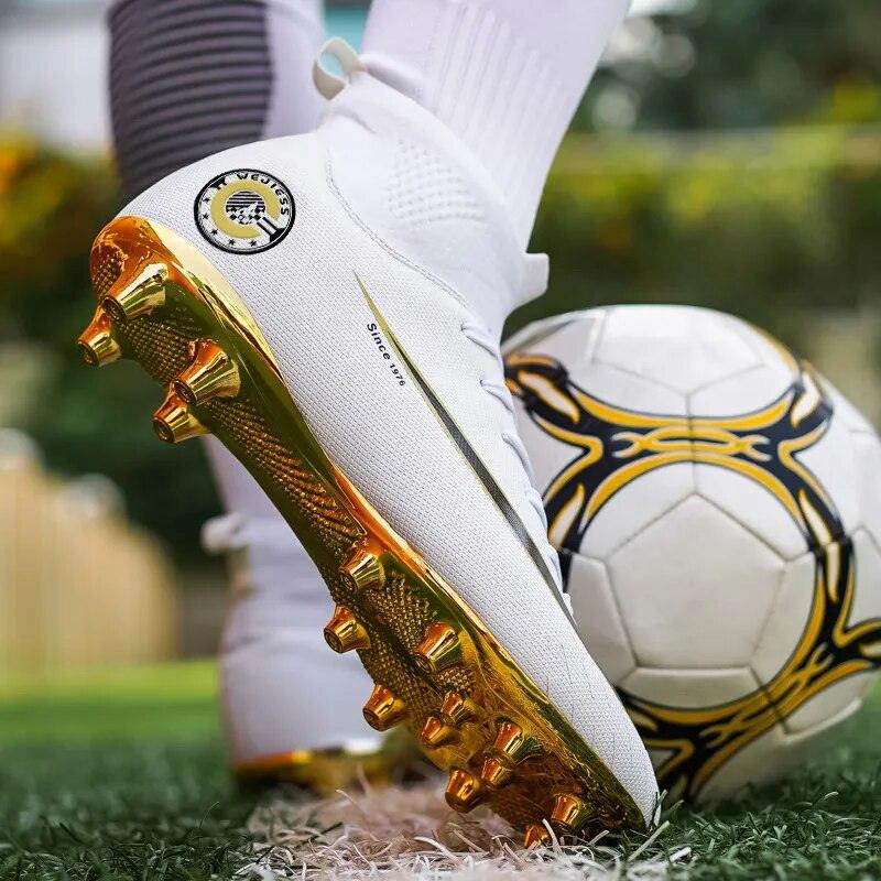 Adult and Teenager Soccer Cleats in White_Gold - Shop Today! Carauana Store
