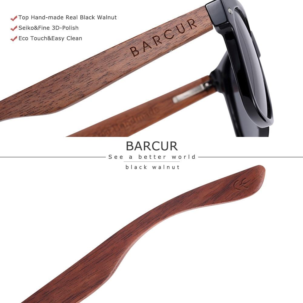 BARCUR Sunglasses Anti Blue Night Vision Mirror Free Wood Box Carauana Store