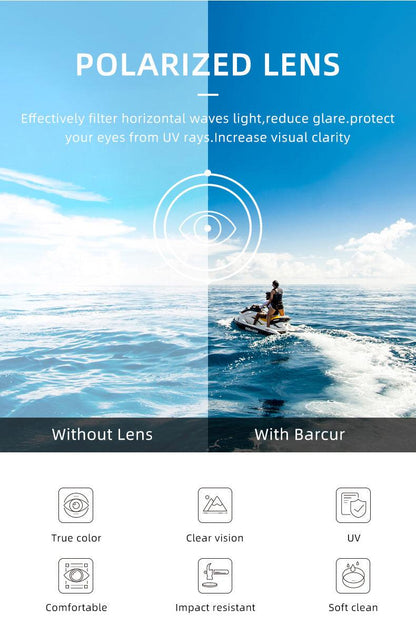 BARCUR Sunglasses Anti Blue Night Vision Mirror Free Wood Box Carauana Store