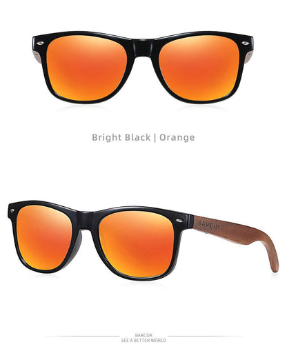 BARCUR Sunglasses Anti Blue Night Vision Mirror Free Wood Box Carauana Store