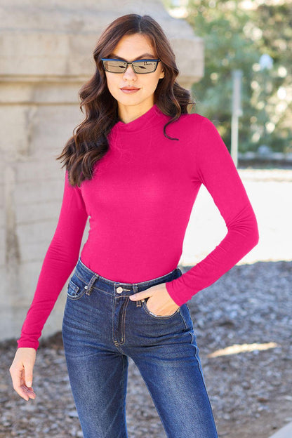 Basic Bae Full Size Mock Neck Long Sleeve Bodysuit Carauana Store