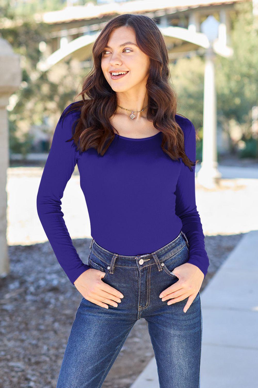 Basic Bae Full Size Round Neck Long Sleeve Bodysuit Carauana Store