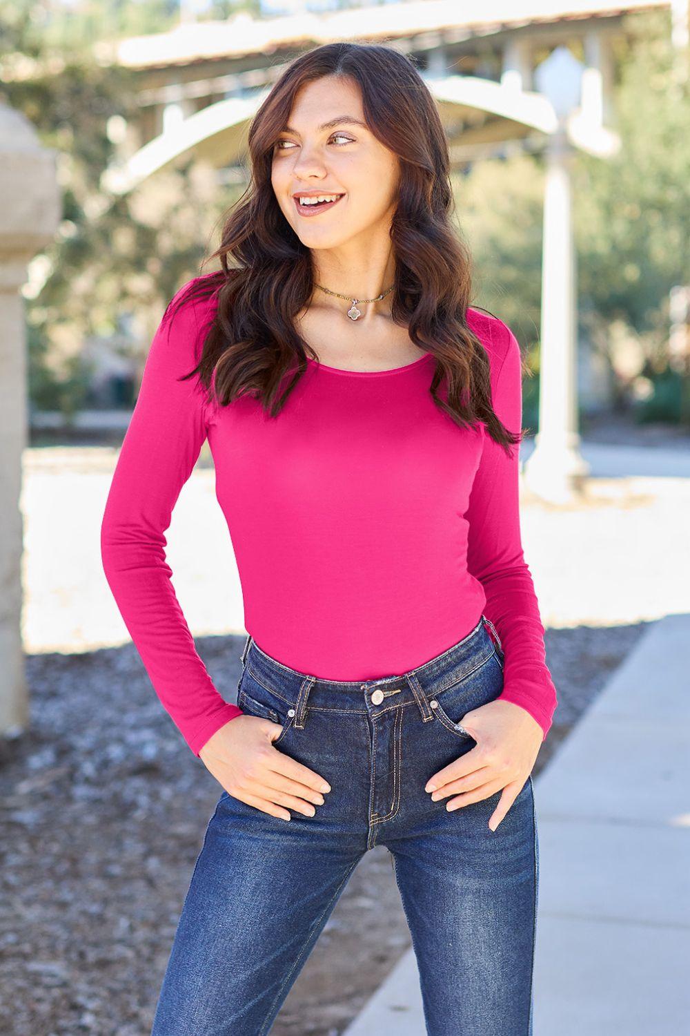 Basic Bae Full Size Round Neck Long Sleeve Bodysuit Carauana Store