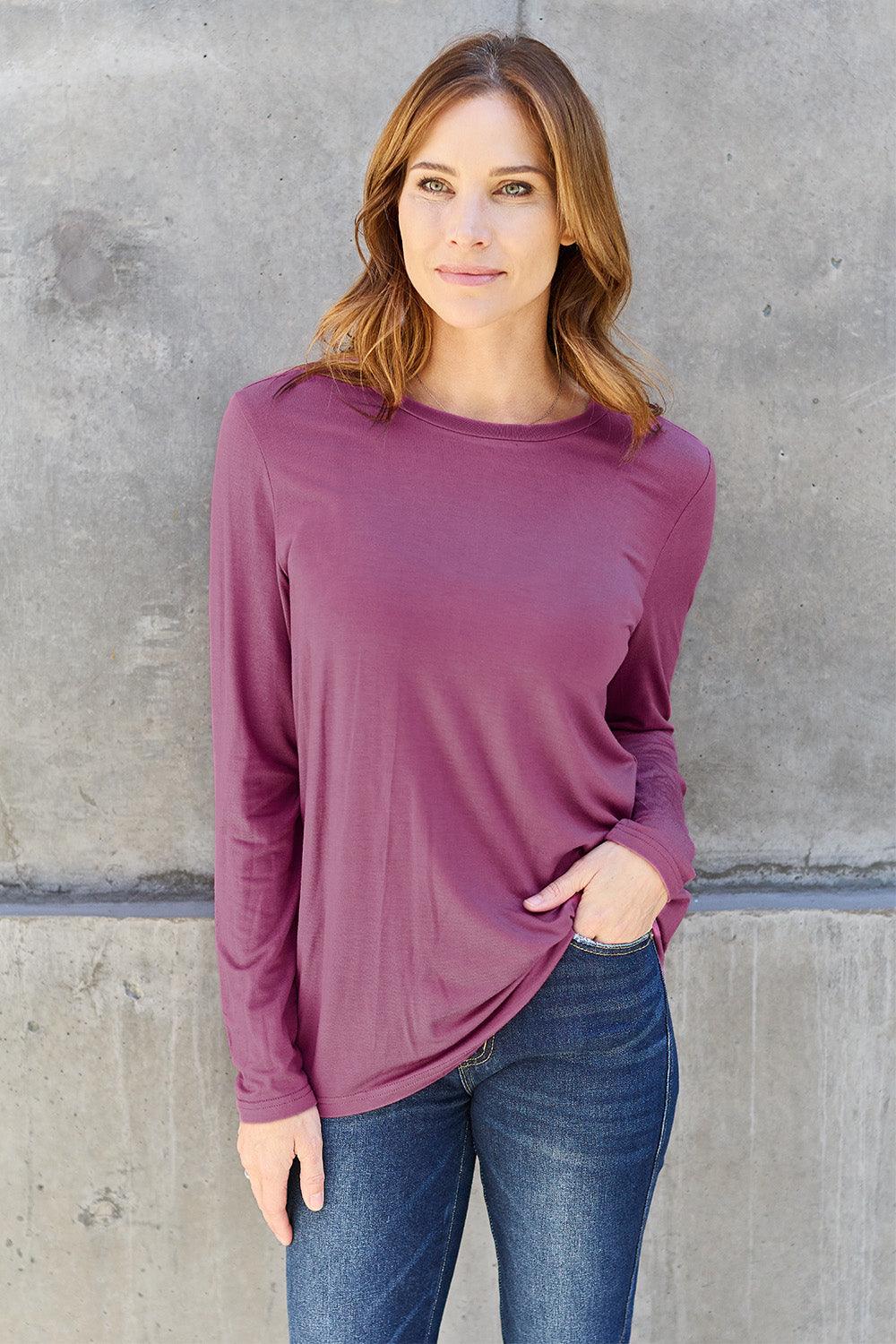 Basic Bae Full Size Round Neck Long Sleeve Top Carauana Store