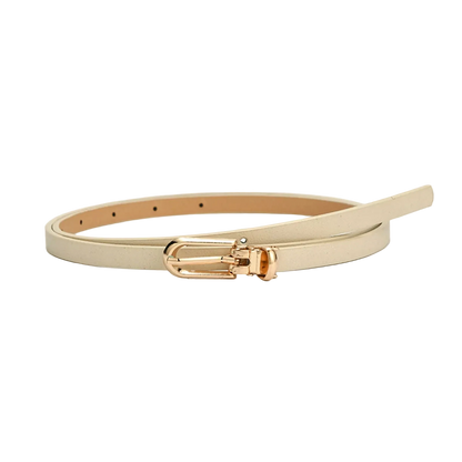 Beige belt with a gold buckle
