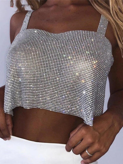 Bling Rhinestone Party Crop Top Backless Straps Full Diamonds Carauana Store