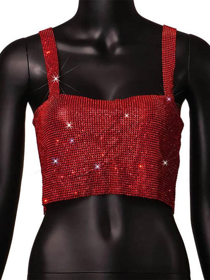 Bling Rhinestone Party Crop Top Backless Straps Full Diamonds Carauana Store