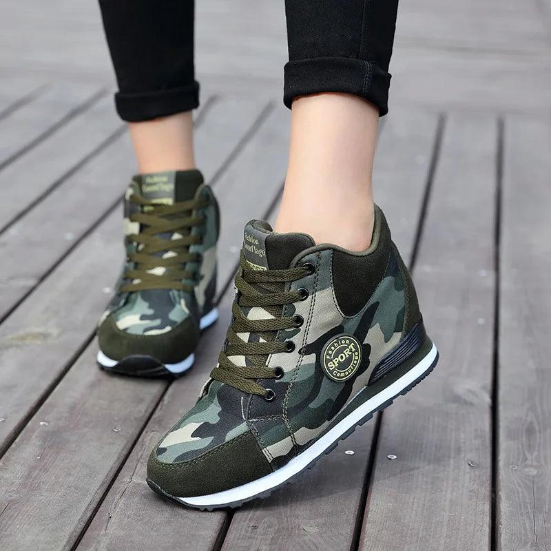 Carauana Women Camouflage 6.5cm Heel Height Increase Casual Shoes Carauana Store