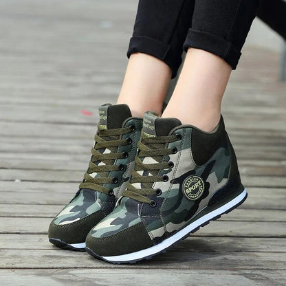 Carauana Women Camouflage 6.5cm Heel Height Increase Casual Shoes Carauana Store