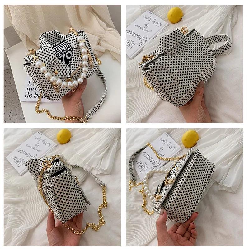Chic Designer Women Messenger Bags with Pearl Handle and Chain Strap Carauana Store