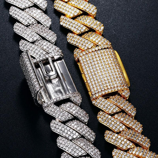 Cubic Zirconia Choker Necklace Bling Hip-Hop Jewelry Crystal Miami Cuban Chain With Box Clasp Carauana Store