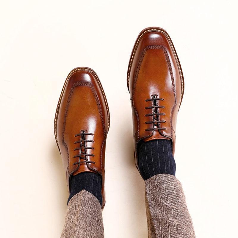 Desai Men Dress Shoes Oxfords Genuine Leather Italian Formal Shoes Carauana Store